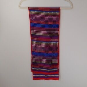 Silk Scarf 48"x 10" by Collection XIIX Geometric Stripes Colorful 80s